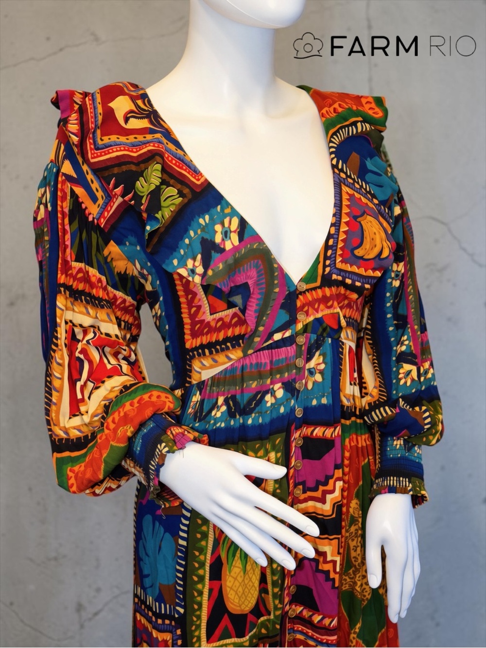 FARM Rio Patchwork Tapestry Ankle Maxi Dress - Size M - Picture 4 of 10